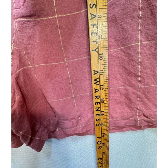Liz Claiborne Womens Linen Blend Shorts Size 10 Pink Windowpane Casual Summer - Picture 5 of 11